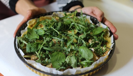 Base de Polenta con Verduras y dos salsas. De rechupete.